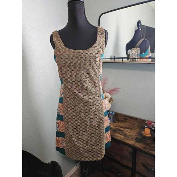 Judith March Dresses & Skirts - Judith March Retro Dress w. Khaki Crochet & Quilted Detail S